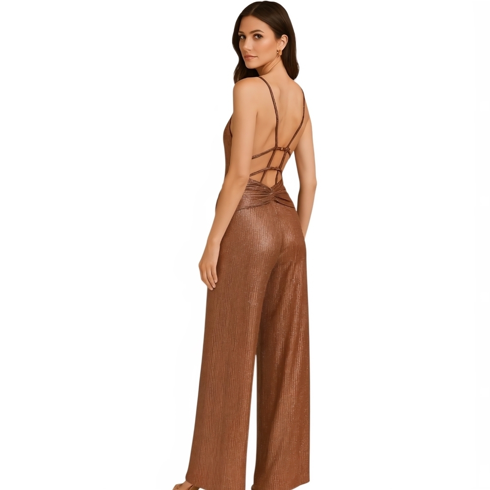 Free People Metallic Brown Jumpsuit - Picture 3 of 6